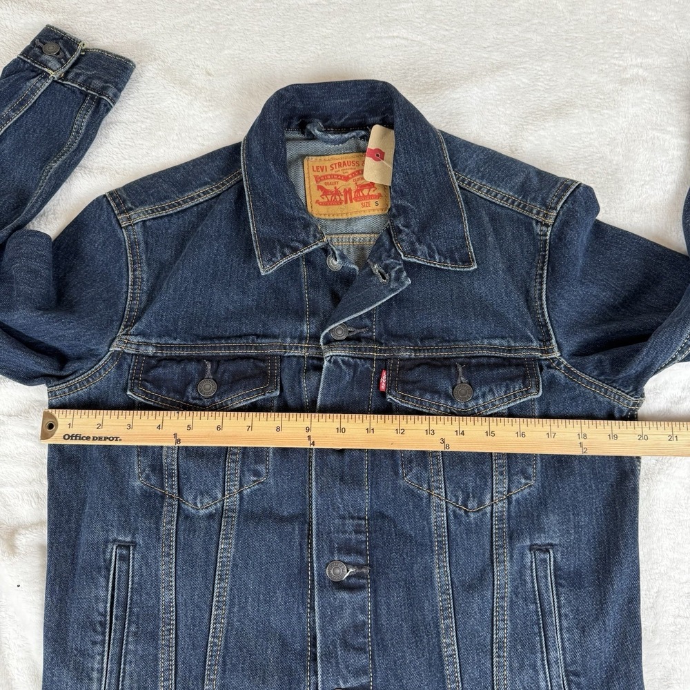 Levi's Jean Denim Jacket Trucker Men's Small Blue Dark‎ Wash Cotton New $89.50 - Picture 5 of 8